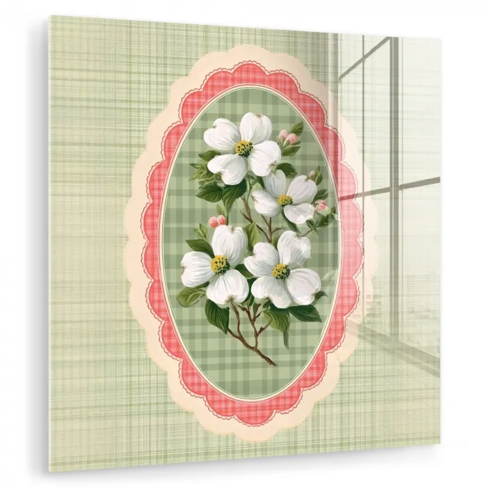 Bloemen - Illustratie - Geruit - Groen plexiglas 5mm klein -zzzproduct_nieuw