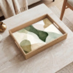 Japandi - Abstract - Groen Dienblad Rechthoek middel -sfeer1