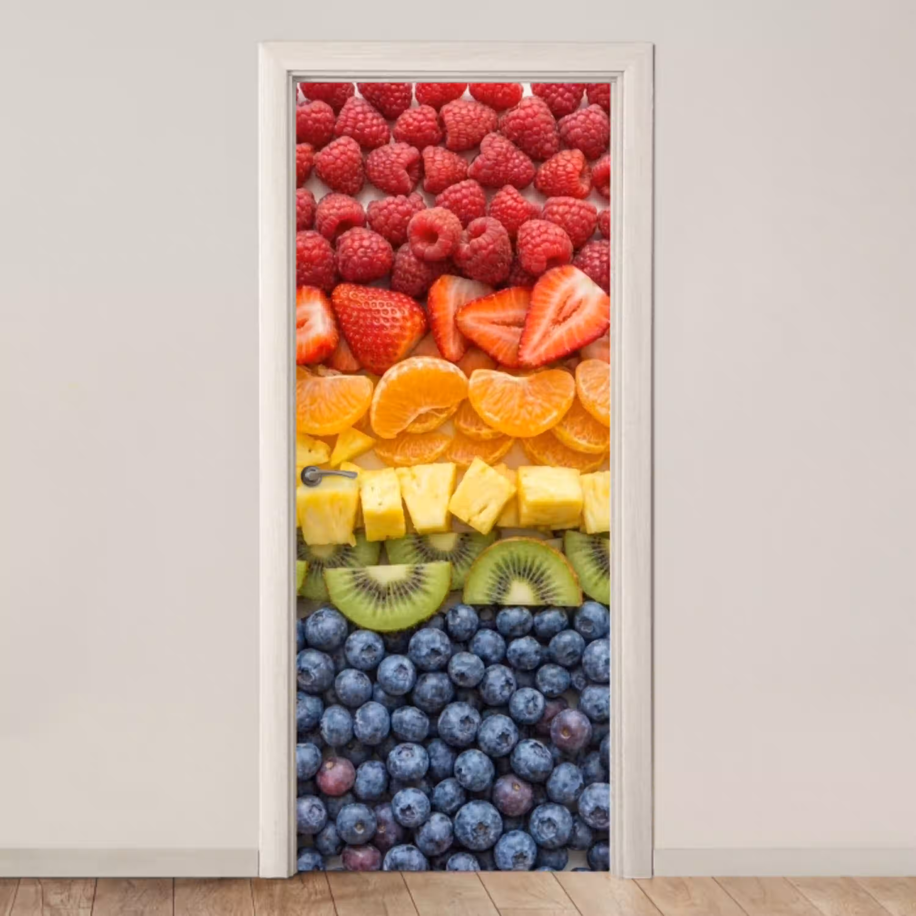 Fruit - Regenboog - Gezond - Kleurrijk deurposter klein -3d_beige