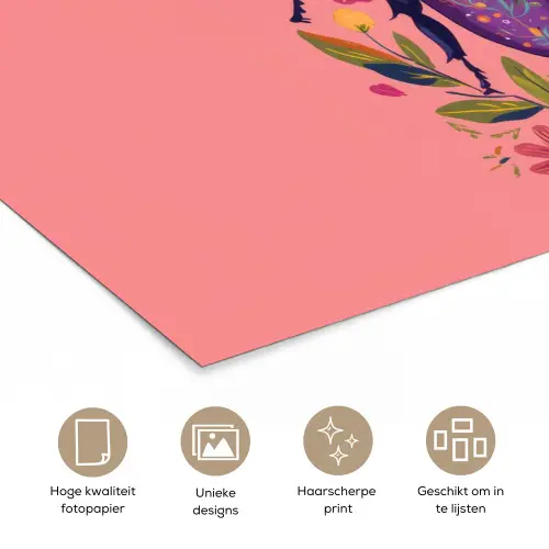 Paars - Kever - Stipjes - Bloemen poster papier klein -closeup_NL