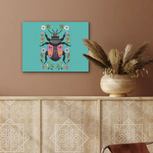 Kever - Bloemmotieven - Turquoise - Bladeren PET vilt klein -sfeer4