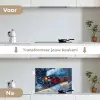 Trein - Kerst - Sneeuw - Kersttrein keuken achterwand spatscherm klein -voor_na_NL