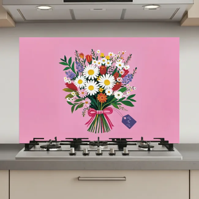 Bloemen - Quote - Kaartje - Kleurrijk keuken achterwand spatscherm klein -3d_website