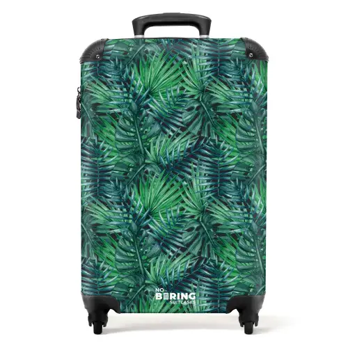 Palm bladeren monstera patroon groen NBS - Handbagage koffer - Volwassenen Unisex middel -productfoto_recht