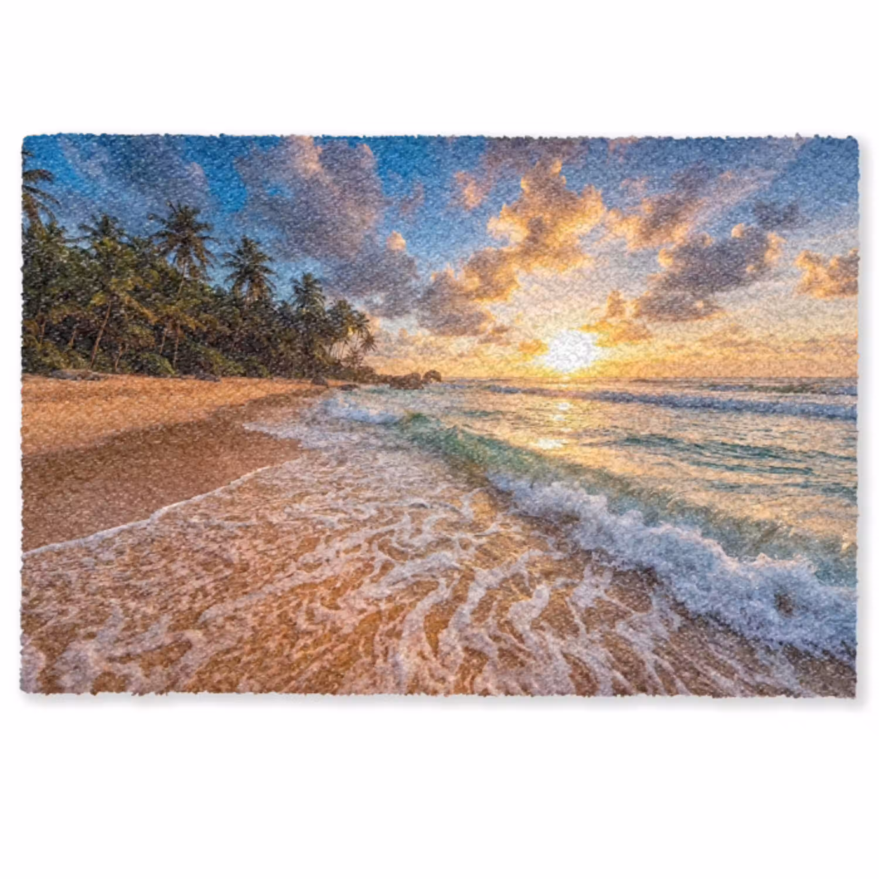 Strand - Zonsondergang - Golven - Natuur - Goud Deurmat klein -zkaufland3d