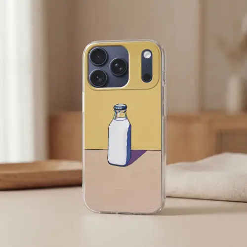 Glazen - Fles - Illustratie - Melk Telefoonhoesje iPhone 17 Pro klein -sfeer2