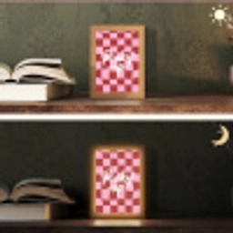 Pinky up - Geblokt - Bordeauxrood Light Box met kabel (Tafellamp) klein -sfeer3