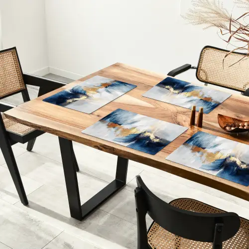 Goud - Blauw - Verf - Kunst - Modern Placemat vinyl groot -zzsfeer4_Kitchenyeah-website
