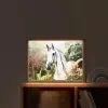 Paard - Wit - Bos - Bloemen - Planten Light Box met batterij (Wandlamp kind) middel -sfeer1_kind