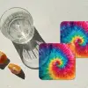 Regenboog - Tie dye - Kleurrijk - Blauw onderzetter kurk middel -sfeer4