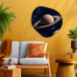 Planeten - Saturnus - Ruimte Wandcirkel Organisch Aluminium middel -sfeer4