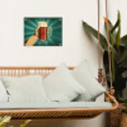 Bierglas - Schuim - Retro - Groen tuinposter los doek klein -sfeer7