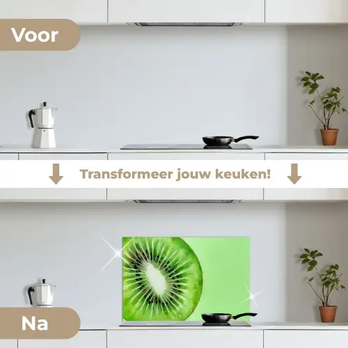 Kiwi - Groen - Fris keuken achterwand spatscherm klein -voor_na_NL