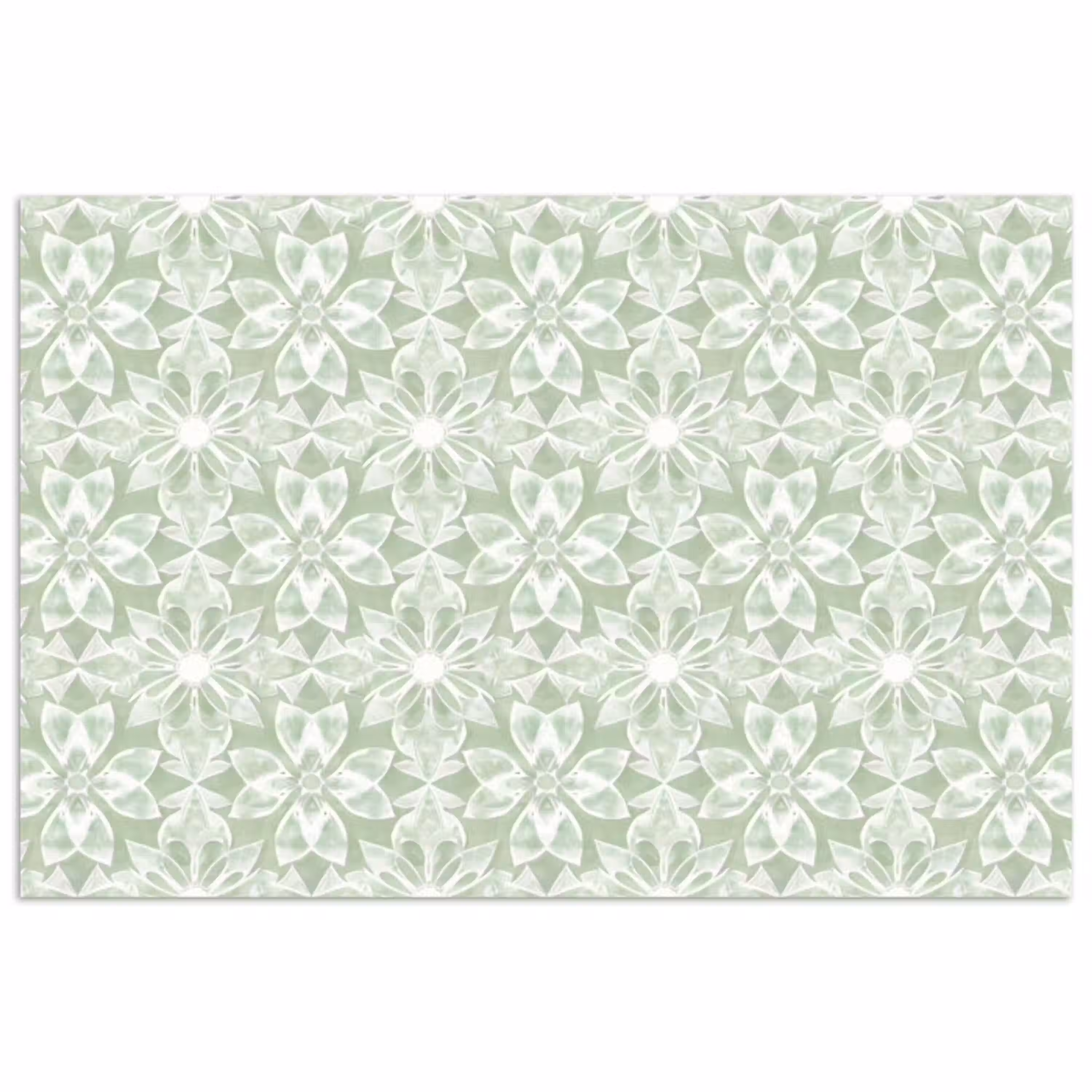 Saliegroen - Symmetrisch - Mandala - Ornament - Patroon poster papier klein 62 -3d