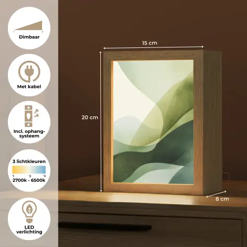 Golven - Abstract - Lichtgroen - Sierlijk Light Box met kabel (Tafellamp) klein -USP_NL