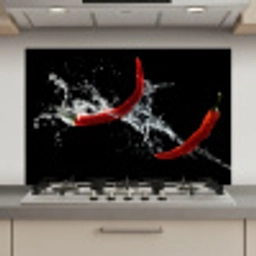 Chilipeper - Stilleven - Water - Zwart - Rood keuken achterwand spatscherm klein -3d_website