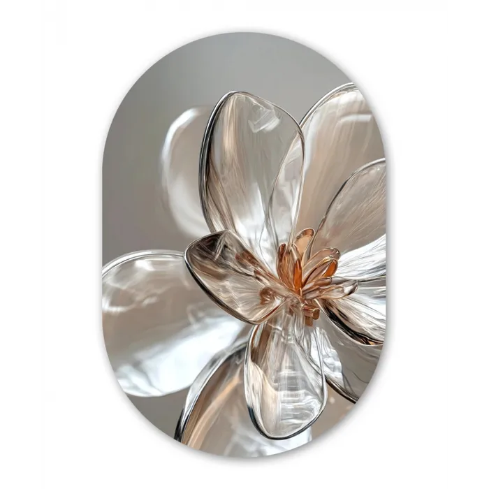 Bloem - Glazen - Doorzichtig Wandcirkel Ovaal Glas middel -3d