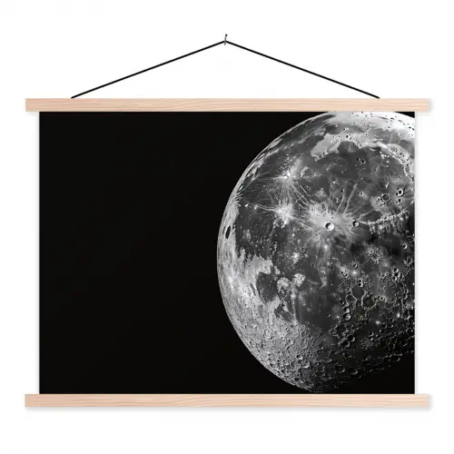 Close-up - Maan - Wit - Textuur textielposter latten blank klein -3d