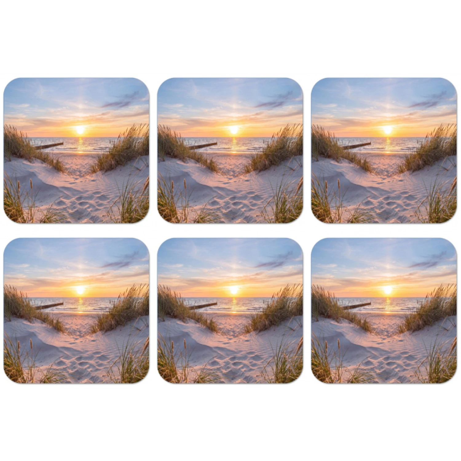 Strand - Zonsondergang - Natuur - Landschap onderzetter kurk middel -zkaufland3dotto