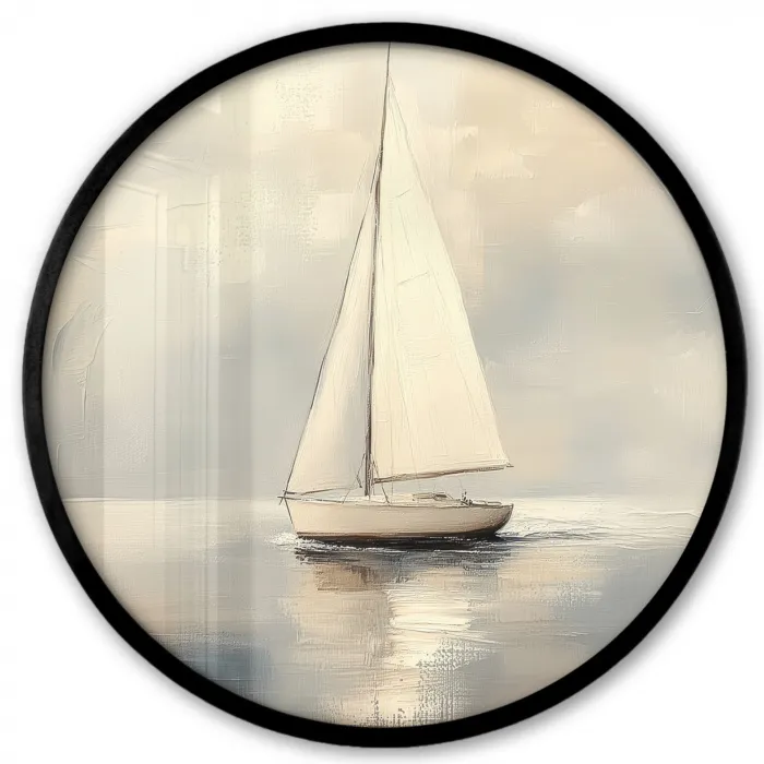 Zeilschip - Zee - Bewolkt Fotolijst rond zonder passe partout klein -3d