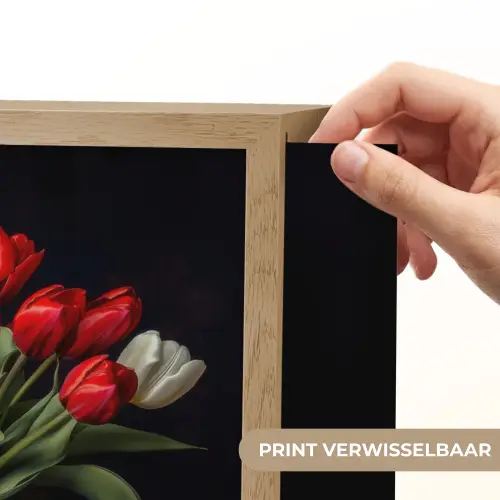 Rode - Bloemen - Tulpen - Vaas Light Box met batterij (Wandlamp) middel -USP_websiteprintNL