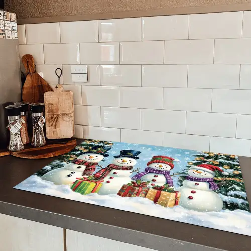 Vrolijk -  Sneeuw - Kleurrijk Inductie beschermer vinyl 3mm klein -sfeer3