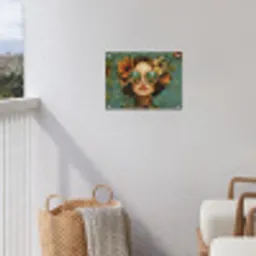 Vrouw - Bloemen - Vlinders - Natuur - Vintage tuinposter los doek klein -sfeer8