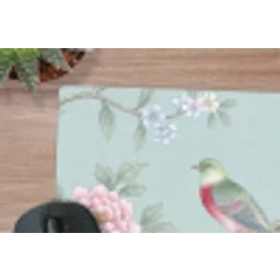 Vogel - Bloemen - Kleurrijk muismat rubber klein -closeup