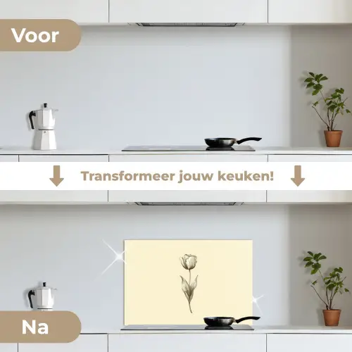 Illustratie - Tulp - Zwart keuken achterwand spatscherm klein -voor_na_NL