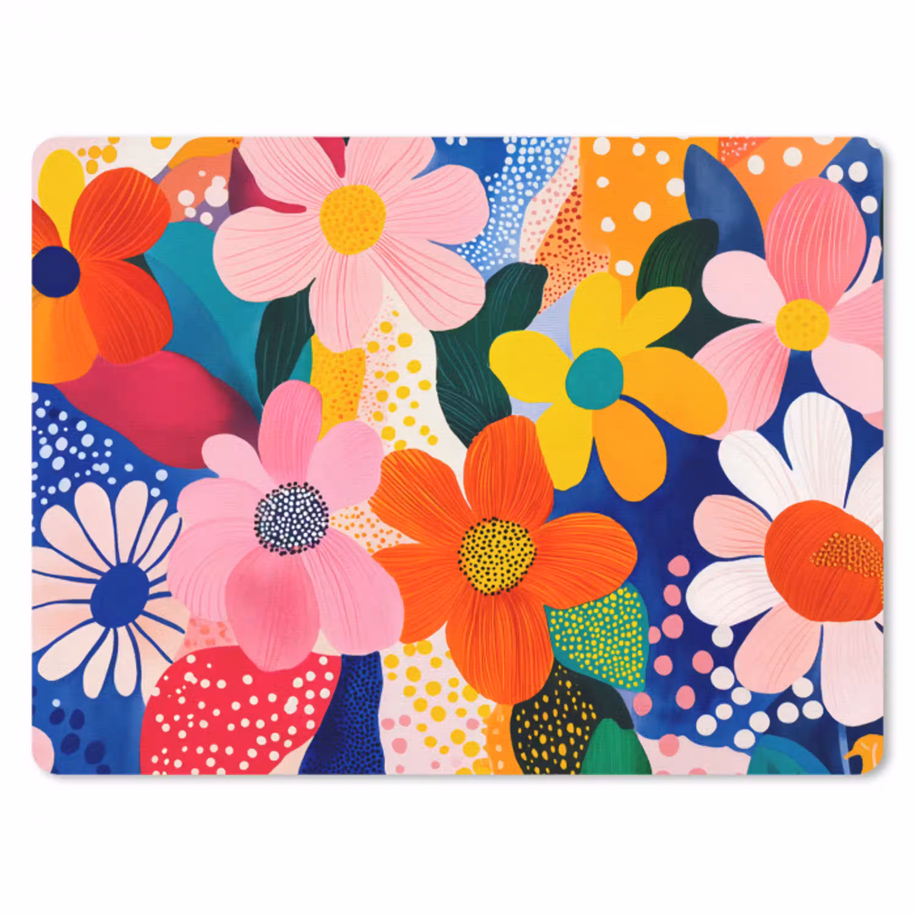 Bloemen - Kleurrijk - Stippen muismat rubber klein -3d