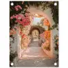 Doorkijk - Boog - Bloemen - Pastel tuinposter los doek klein -3d