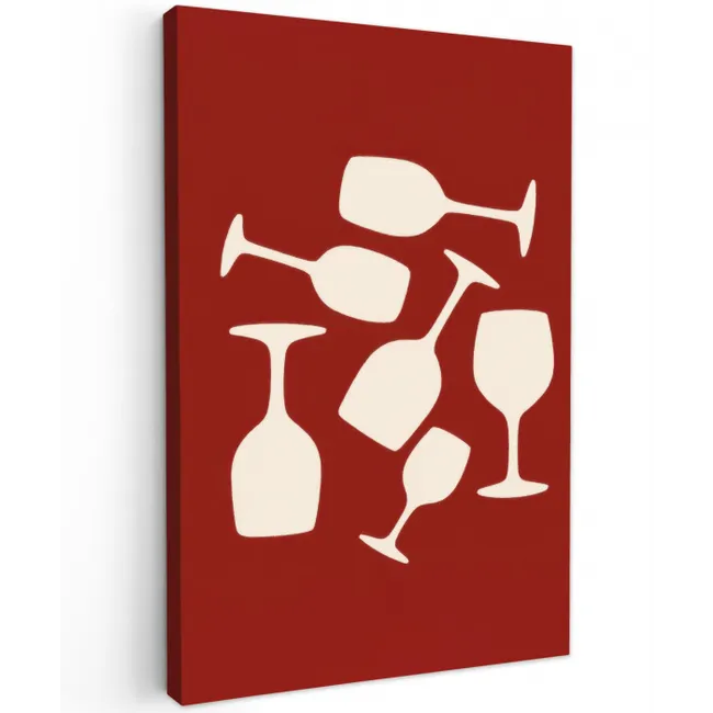 Wijnglazen - Silhouetten - Wit canvas 2cm klein -z3d