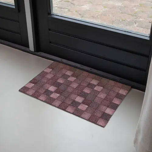 Vierkant - Tegel - Patroon - Paars Deurmat klein 898 -sfeer2