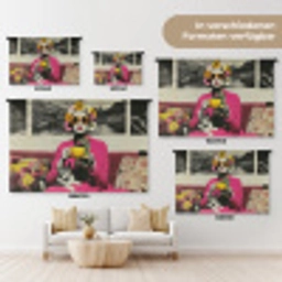 Vrouw - Kat - Bloemen - Kopje - Retro Wandkleed katoen klein -tsfeer8_DE