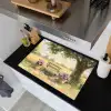 Houten bankje - Bloempotten - Landschap Inductie beschemer met haakjes klein -sfeer1