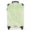 Grote bladeren in lichtgroen met beige NBS - Handbagage koffer - Unisex middel -productfoto_recht
