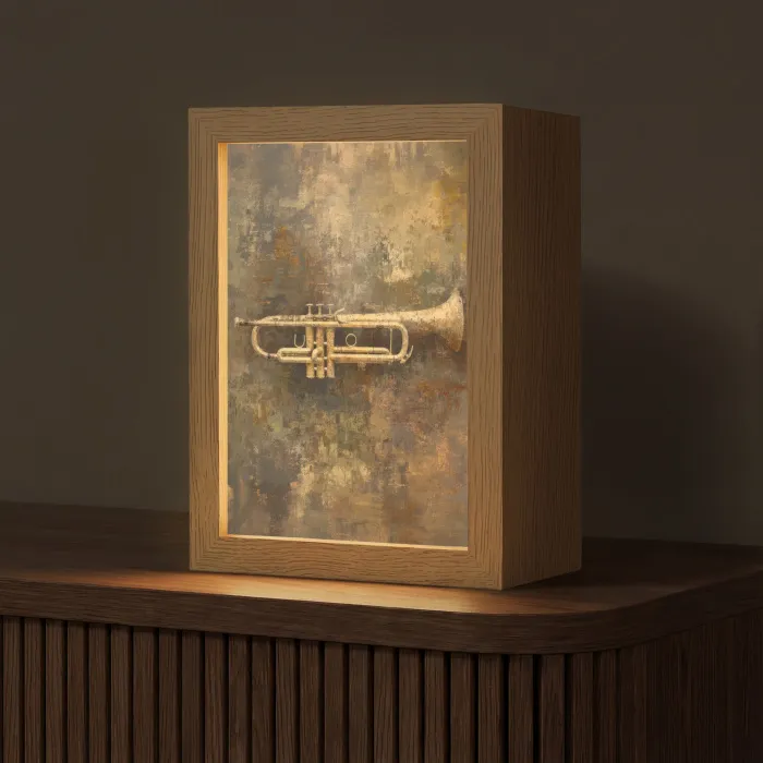 Trompet - Geel - Muzikaal Light Box met kabel (Tafellamp) klein -z3d_website