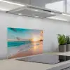 Zonsondergang - Strand - Zee - Zomer - Blauw keuken achterwand spatscherm klein -3d_schuin