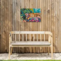 Luipaard - Kleurrijk - Tropisch Tuinposter op houten frame 2 cm dik klein -sfeer4