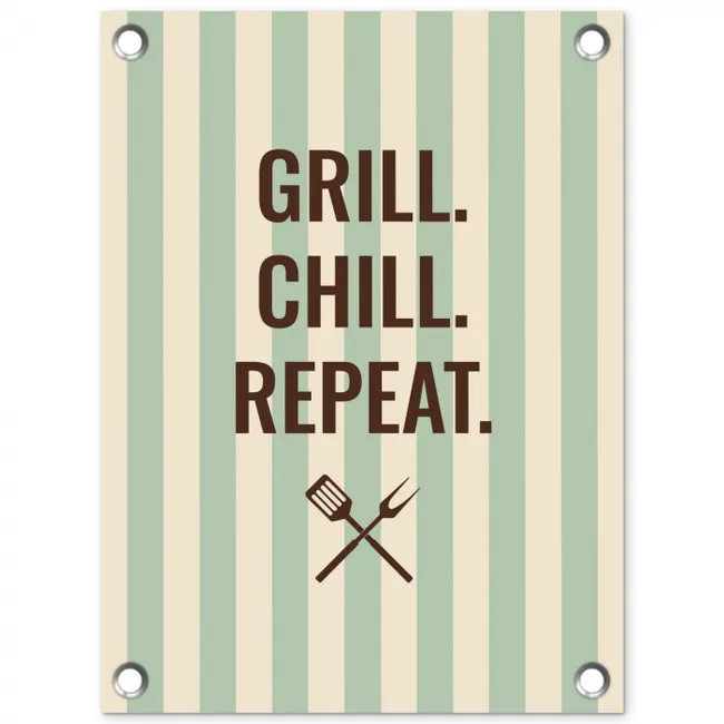 Quote - Strepen - Grill tuinposter los doek klein -3d