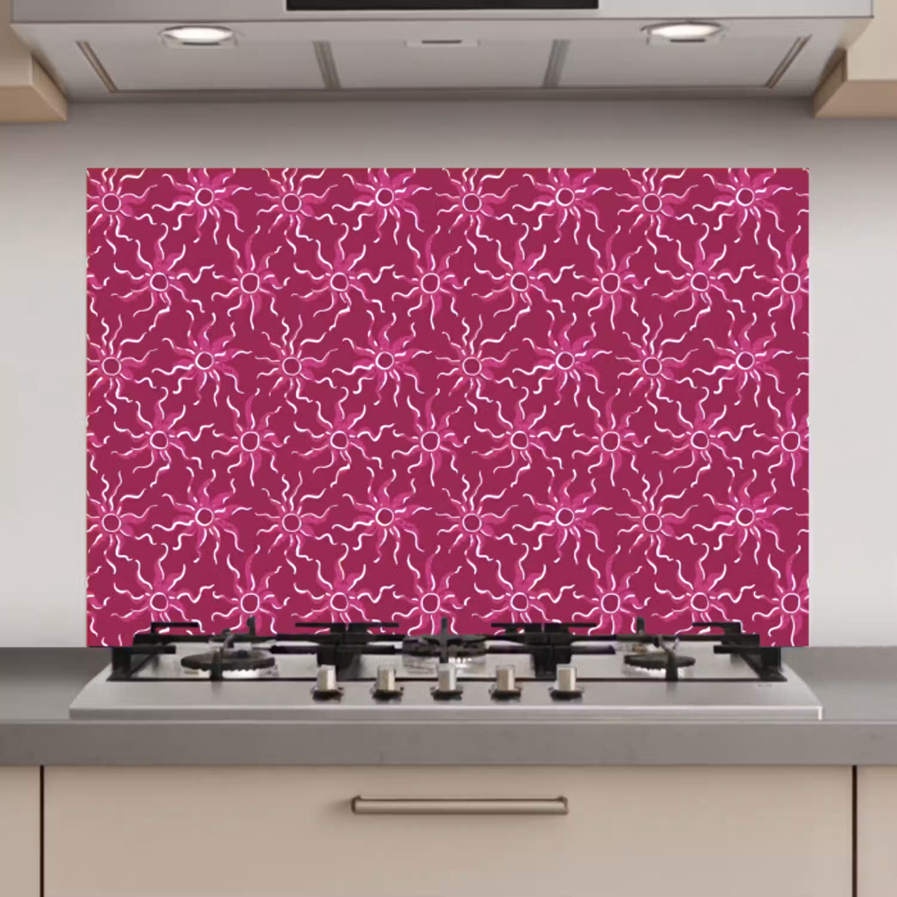 Bohemian - Zon - Magenta keuken achterwand spatscherm klein 900 -3d_website