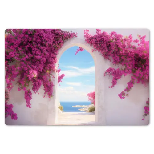 Zee - Roze - Bloemen - Poort Placemat vinyl groot -zzsfeer1_Kitchenyeah-website