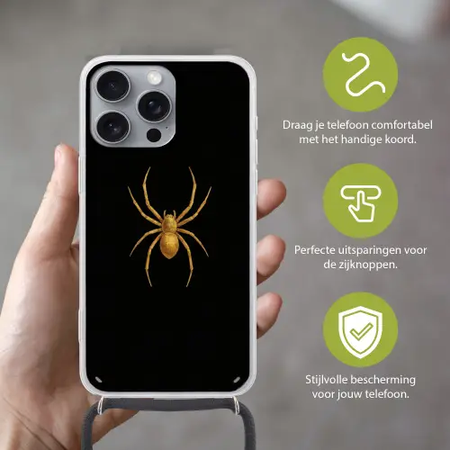 Spin - Goud - Minimalistisch - Poten Hoesje iPhone 16 Pro Max met koord klein -sfeer2_NL