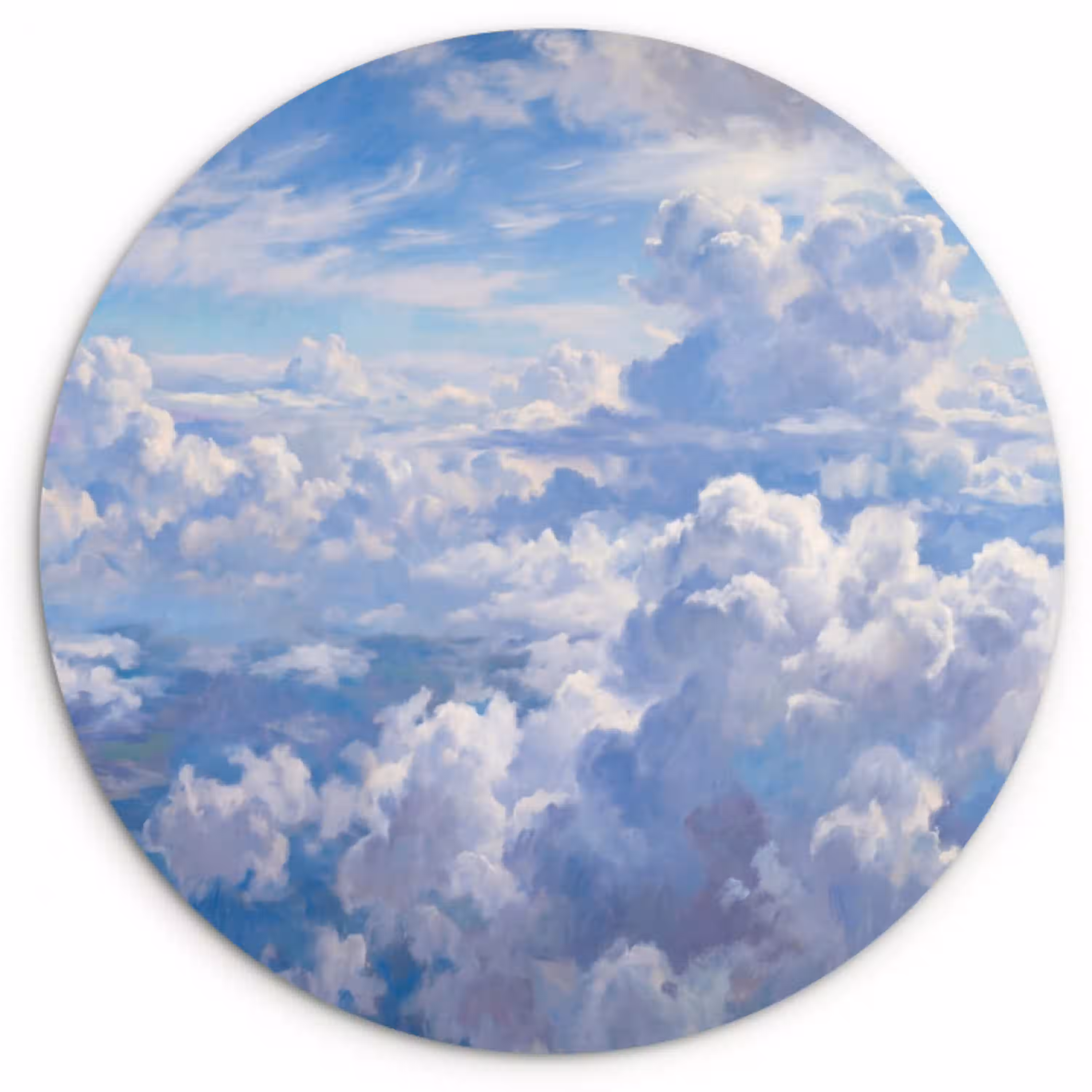 Wolken - Lucht - Natuur - Abstract - Blauw Wandcirkel kunststof plaat 5mm dik klein -3d