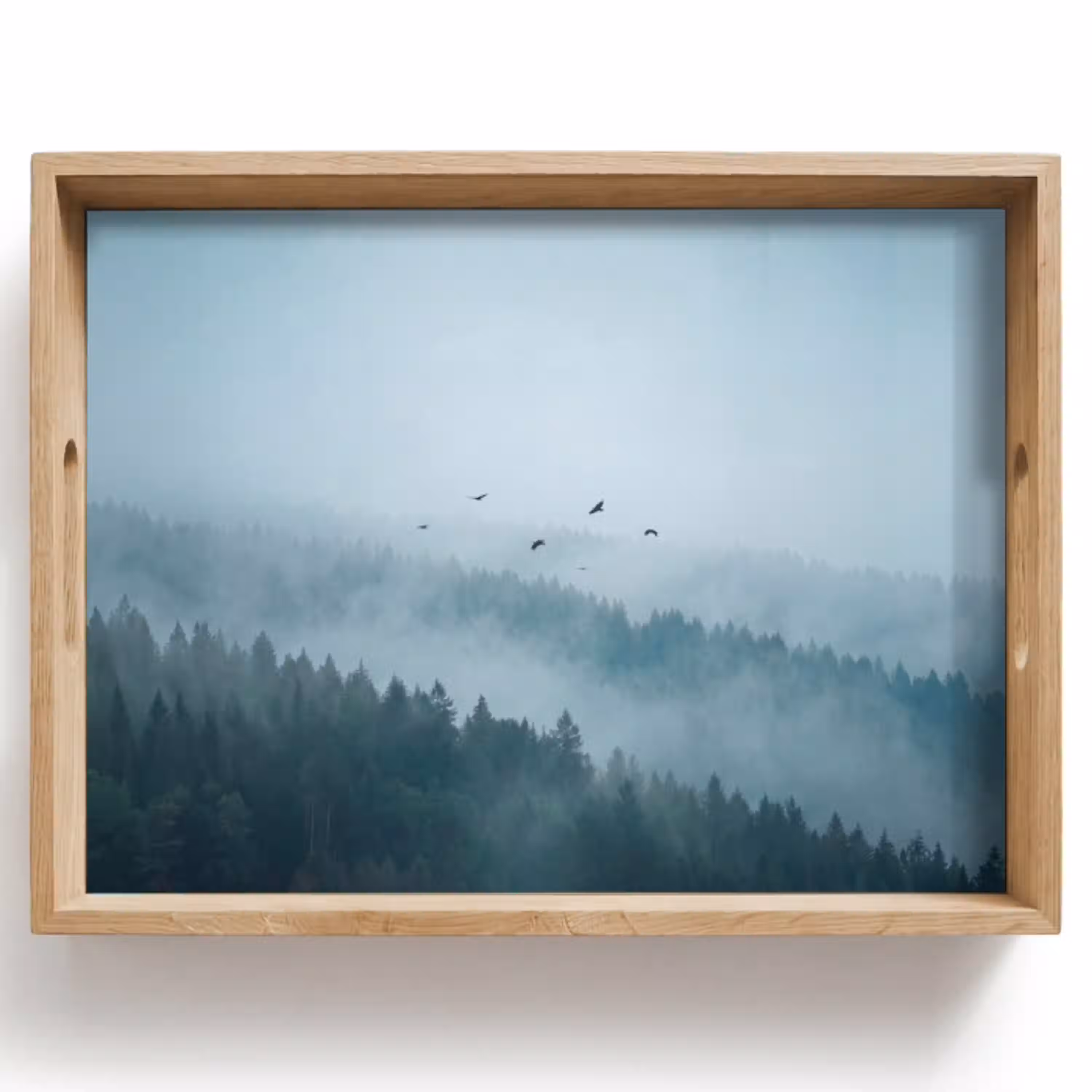 Bos - Mist - Vogels - Natuur - Groen Dienblad Rechthoek middel -z3d_shopping