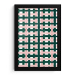 Vlechtpatroon - Groen - Roze - Grafisch fotolijst zwart zonder passe partout klein 224 -3d