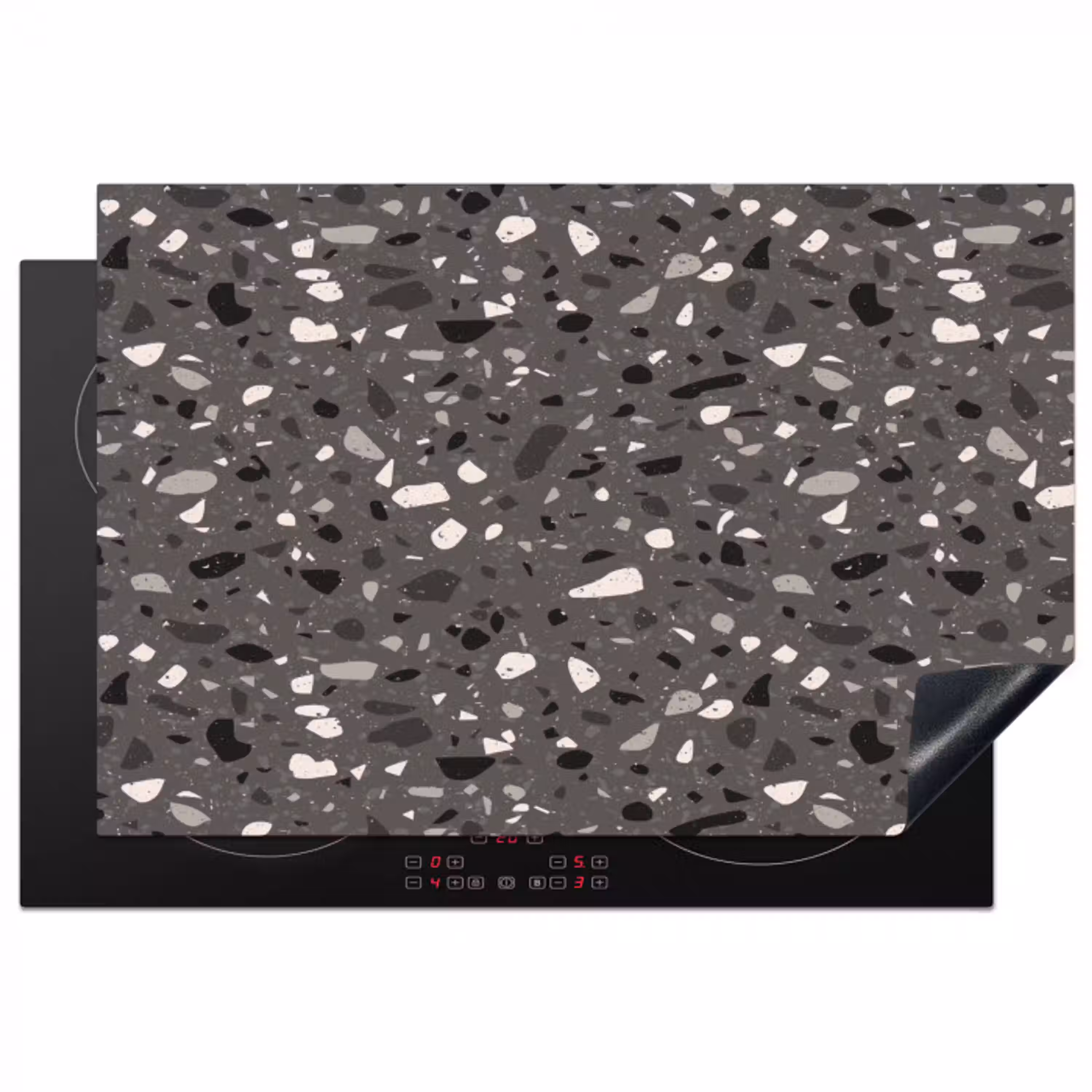 Terrazzo -  Patroon - Grijs Inductie beschermer vinyl 3mm klein 276 -3d