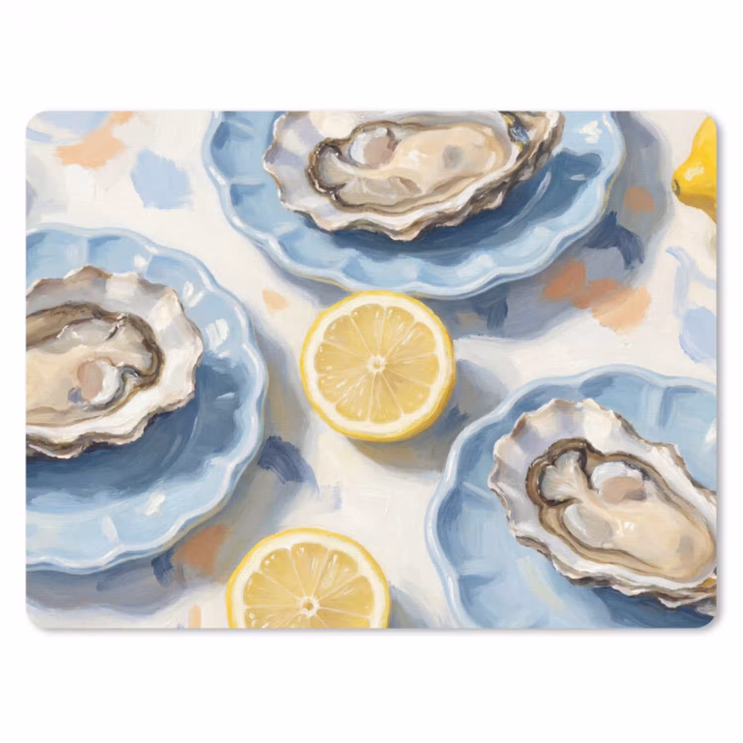Eten - Oesters - Citroenen - Modern - Geel muismat rubber klein -3d