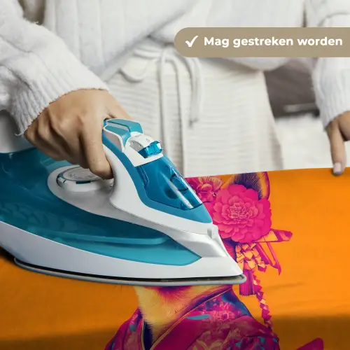 Kimono - Hondje - Bloemenkroon - Oranje Wandkleed katoen klein -sfeer9
