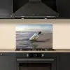 Glazenfles - Post - Zee - Zand keuken achterwand spatscherm klein -sfeer1